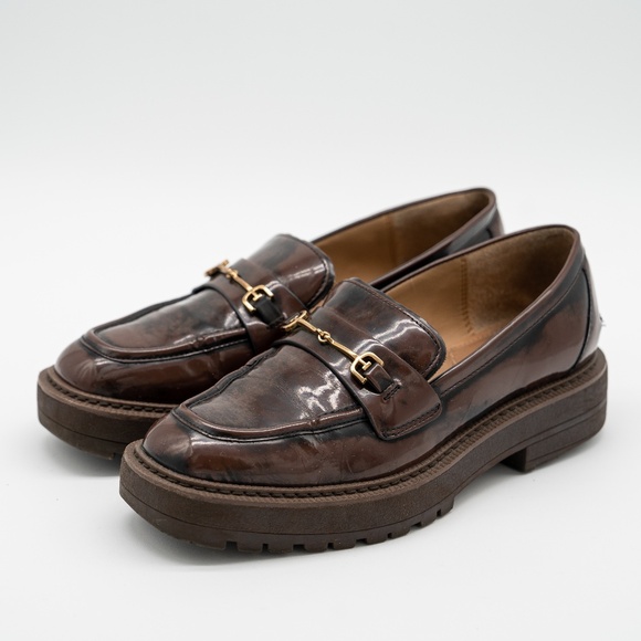 size 9 - SAM EDELMAN Laurs Loafers In Chestnut Lug Sole Brown - Picture 1 of 13